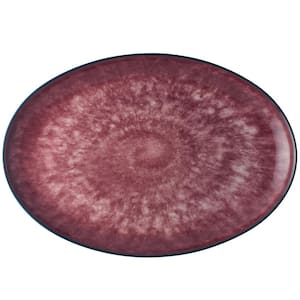 ColorKraft Essence Garnet 16 in. Red Stoneware Oval Platter
