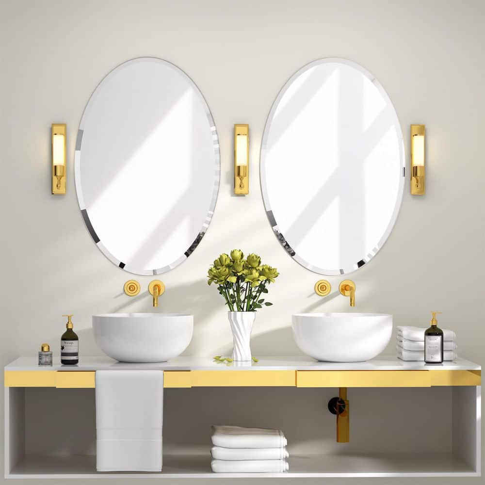 KOHROS 20 in. W x 28 in. H Silver Frameless Bathroom Mirror BR0004-2 ...