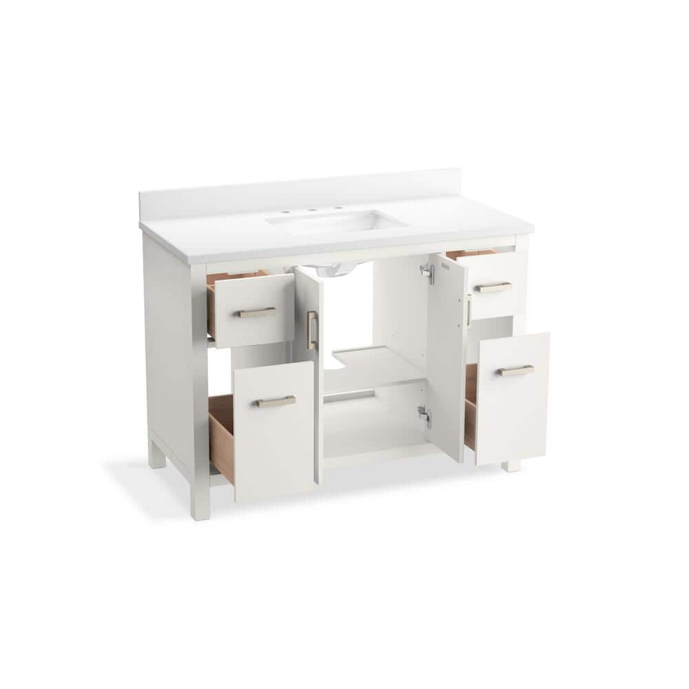 Kresla 48" White Freestanding Bathroom Vanity with Quartz Top