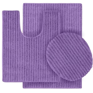 Sheridan Purple 21 in. x 34 in. Washable Bathroom 3-Piece Rug Set
