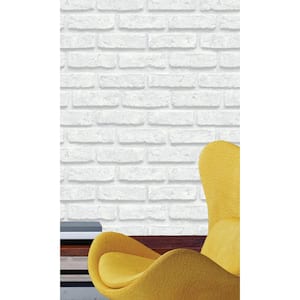 White Faux Realistic Brick Shelf Liner Non- Woven Non-Pasted Wallpaper (57Sq.ft) Double Roll