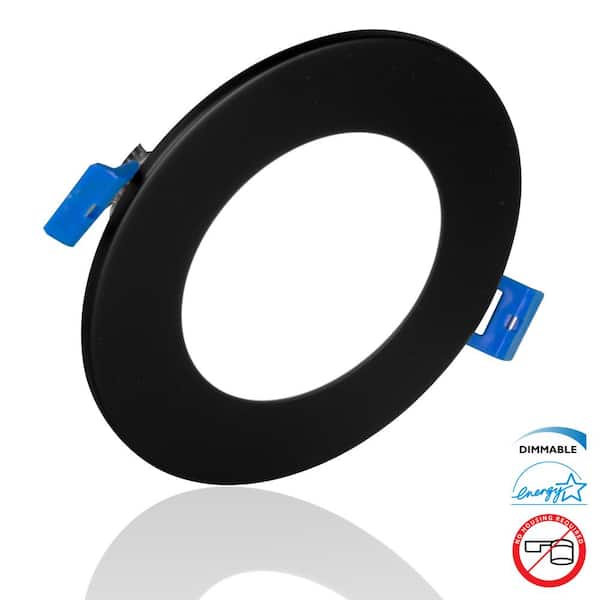 NICOR DLE Series 4 in. Round 5000K Black Integrated LED Recessed Canless Downlight with Trim