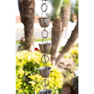 8.5 ft. Bronze Aluminum Hammered Cup Rain Chain (Pewter)