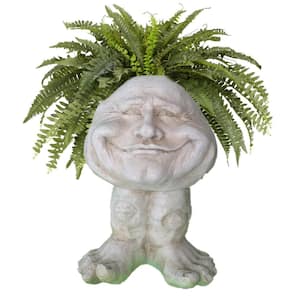 18 in. Antique White Papa John the Muggly Statue Face Planter Holds 7 in. Pot