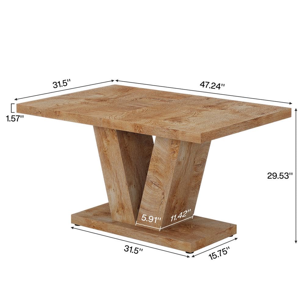 Light Oak Rectangular Farmhouse Dining Table with Reclaimed Wood