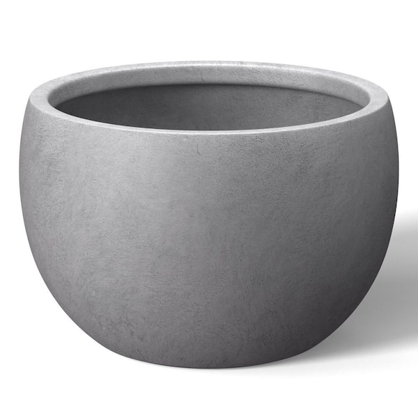 Morrava 20.5 in. Large Light Stone Gray (Enhanced Interior) Concrete Round Planter / Pot with Drainage Holes