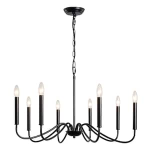 Clerise 8-Light Black Classic Modern Candle Style Chandelier for Living Room Kitchen Island Dining Room Foyer