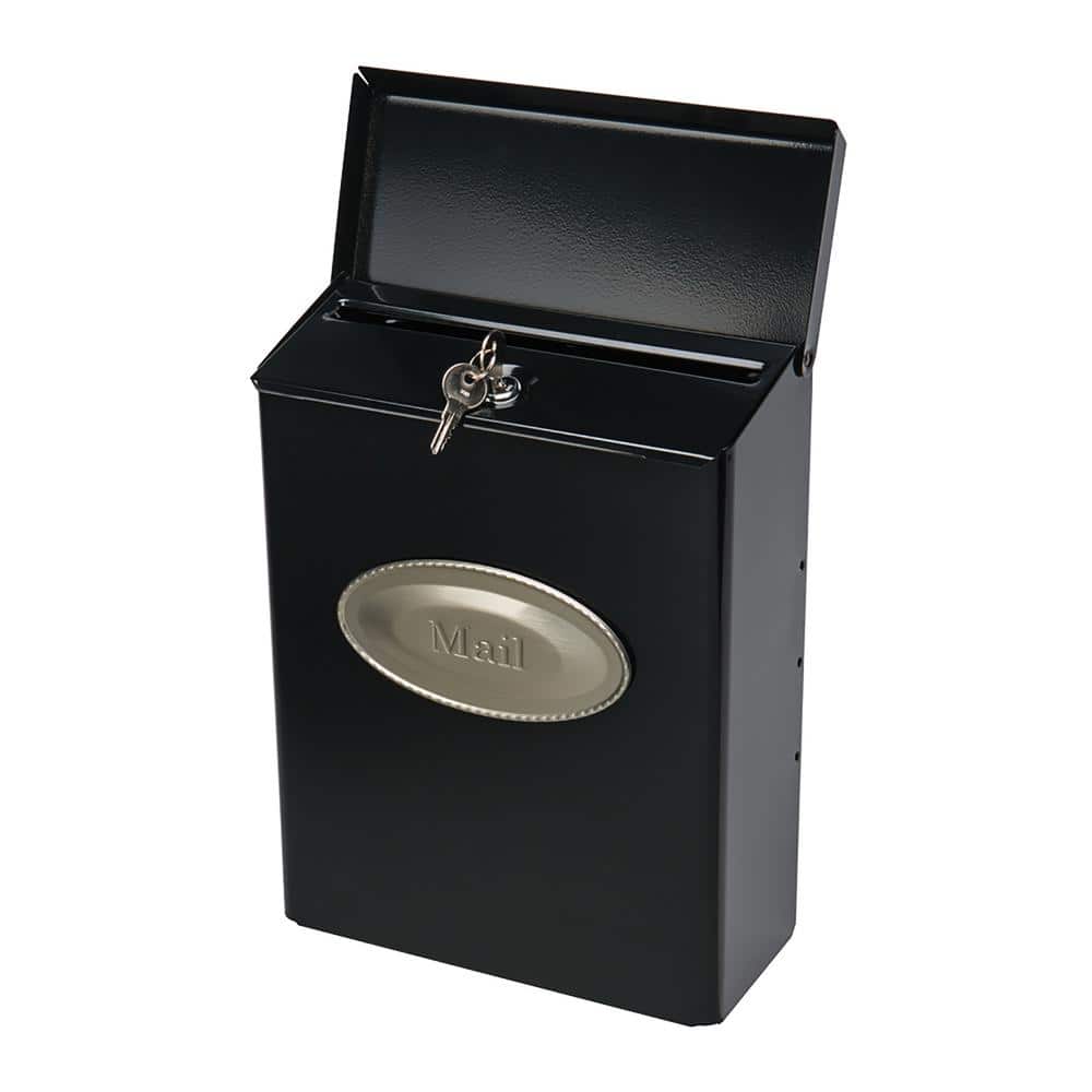 Medium Black Powder Coated Steel Lockable Wall Mount Mailbox