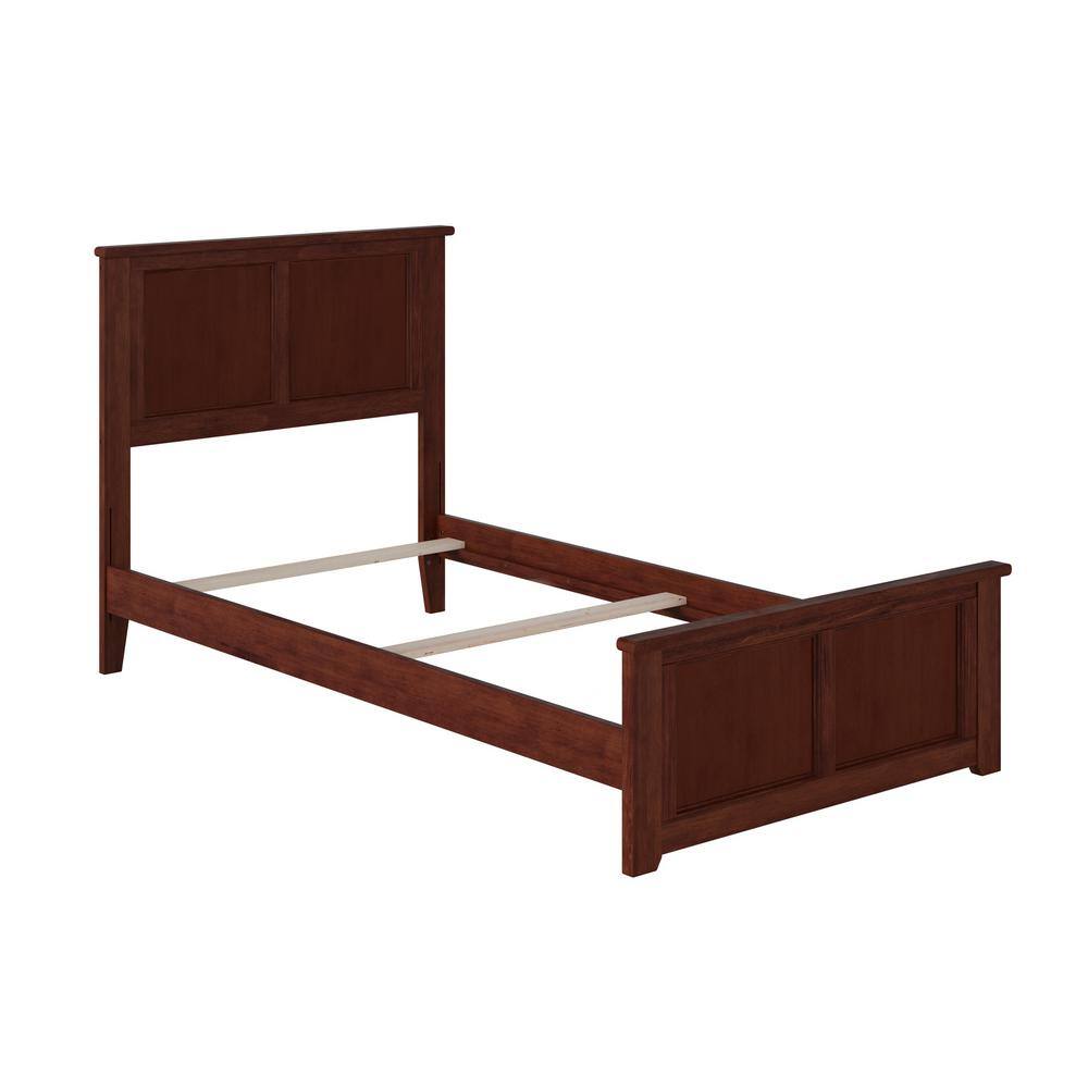 Walnut Twin XL Platform Bed with Storage Drawers and Headboard