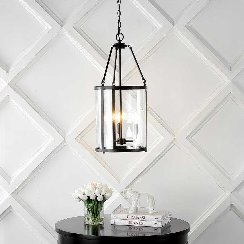 Kinsley 12" Industrial Farmhouse Oil-Rubbed Bronze LED Pendant with Clear Glass