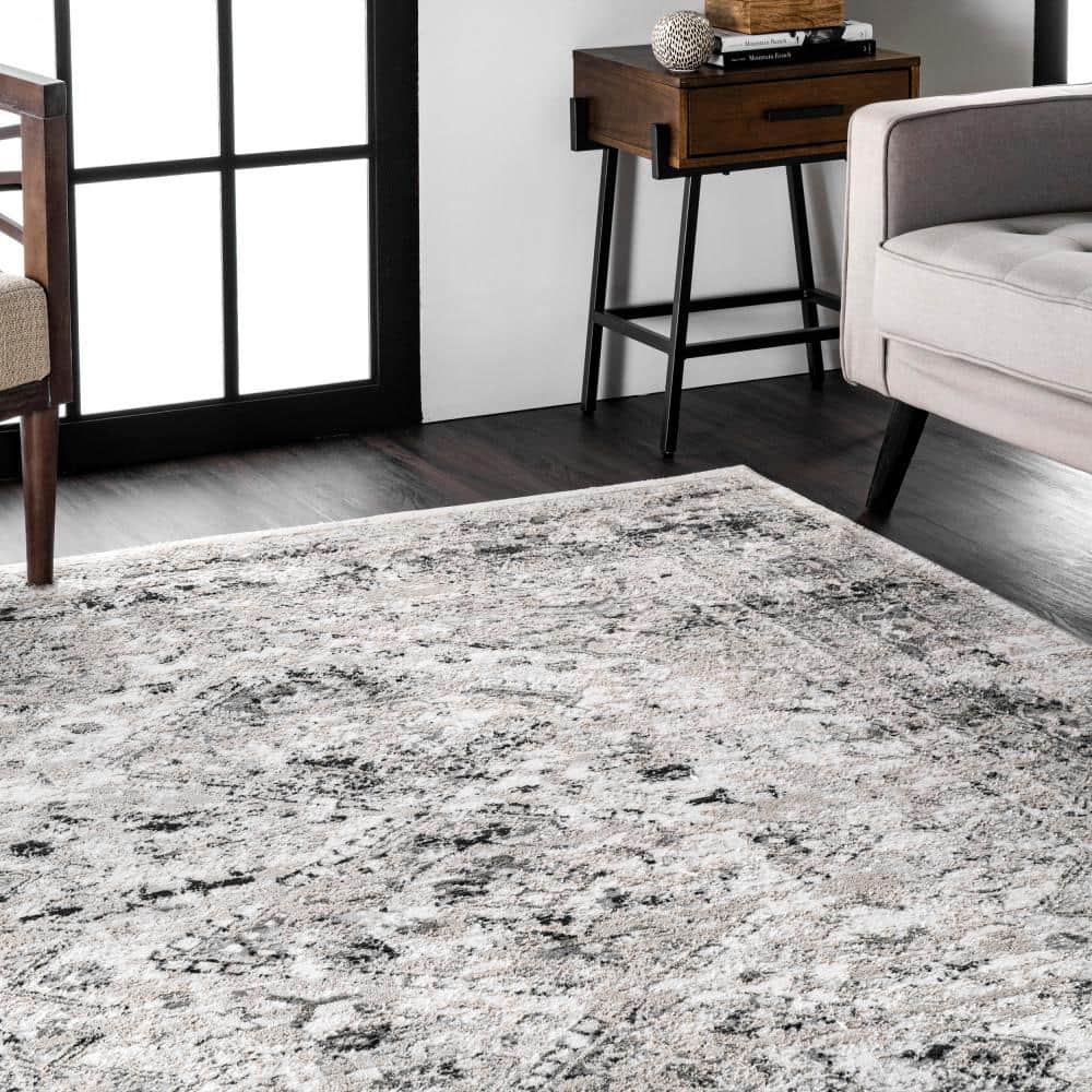 Silver Vintage Medallion Reversible Synthetic Area Rug 2x3