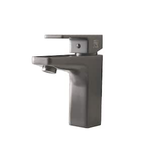 Amber Single Hole Single-Handle Bathroom Faucet in Metal Gray