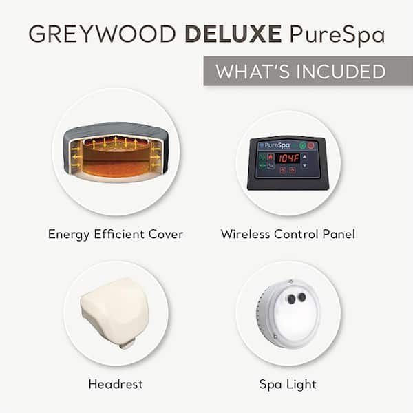 PureSpa Plus 77 in. x 28 in. 4-Person Greywood Inflatable Hot Tub Bubble 140 Jet Spa, 120-Volt