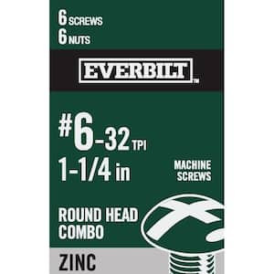 #6-32 x 1-1/4 in. Zinc Plated Combo Round Head Machine Screw (6-Pack)