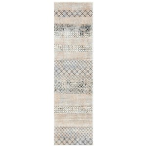 Amelia Gray/Gold 2 ft. x 8 ft. Geometric Distressed Runner Rug