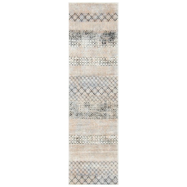 SAFAVIEH Amelia Gray/Gold 2 ft. x 8 ft. Geometric Distressed Runner Rug
