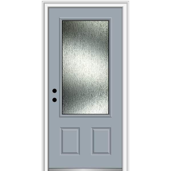 MMI Door Rain Glass 36 in. x 80 in. Right-Hand Inswing 3/4 Lite 2-Panel Painted Storm Cloud Prehung Front Door, 4-9/16 in. Frame
