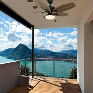 Palm Beach III 48 in. LED Indoor/Outdoor Natural Iron Ceiling Fan with Light Kit