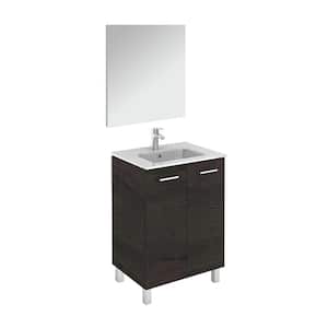 Logic 23.6 in. W x 18.0 in. D x 33.0 in. H Bath Vanity in Wenge with Ceramic Vanity Top in White with Mirror