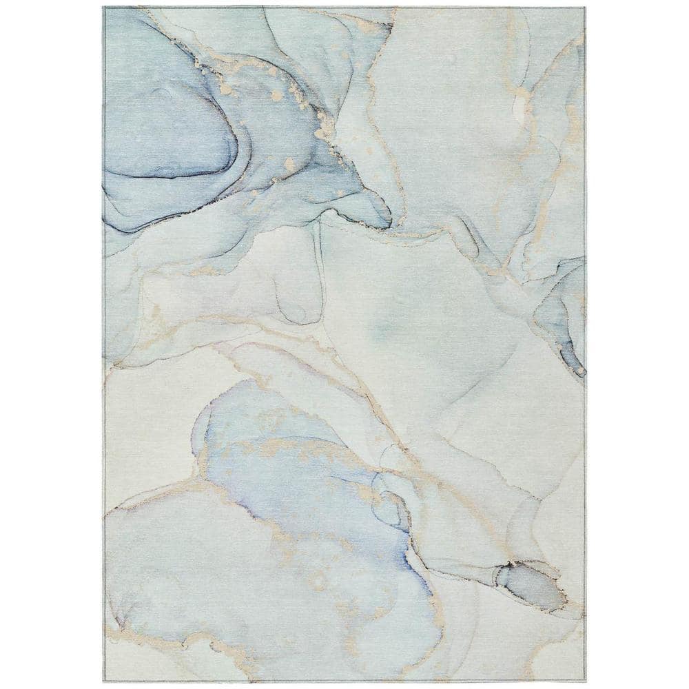 Beige and Blue 3 ft. x 5 ft. Woven Abstract Polyester Rectangle Indoor/Outdoor Area Rug price history on PriceWatchPro