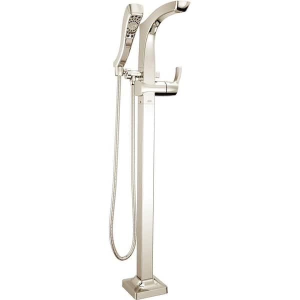 Delta Tesla Single-Handle Floor-Mount Roman Tub Faucet Trim Kit with Handshower in Polished Nickel (Valve Not Included)