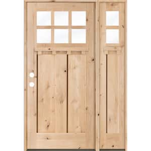 46 in. x 80 in. Craftsman Alder 2- Panel Right-Hand/Inswing 6-Lite Clear Glass Unfinished Wood Prehung Front Door w/RSL