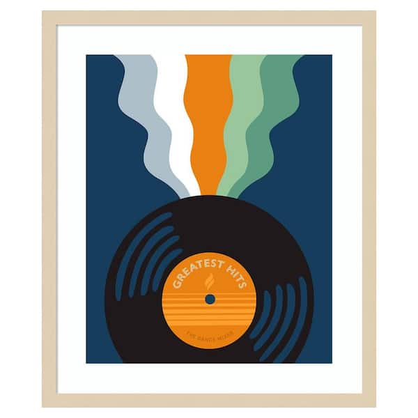 Amanti Art Retro Mixtape And Vinyl III by Laura Marr 21 in. W x 25 in. H. Wood Framed Wall Art Print Framed in Brown