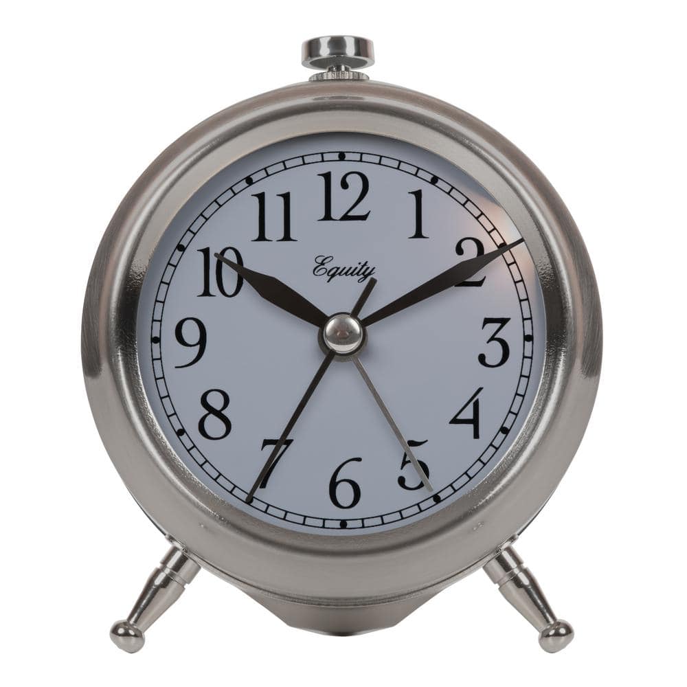 Equity 3.75" Silver Metal Quartz Analog Alarm Clock