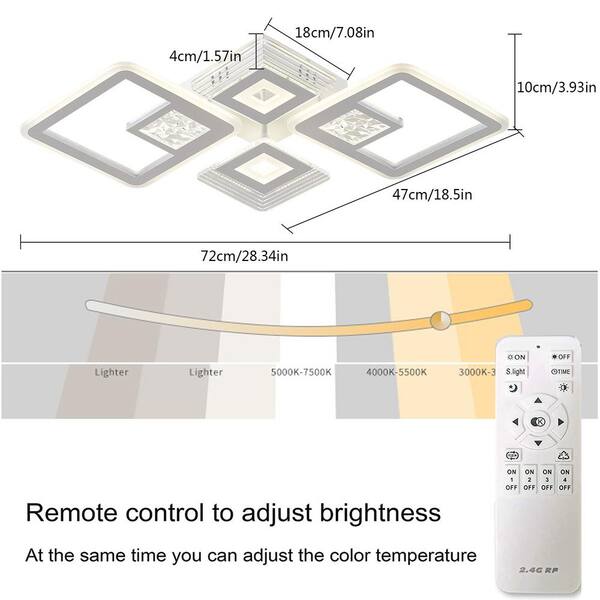 ★RKH★ OUKANING 28.34 in. 1-Light White Modern Geometric Design