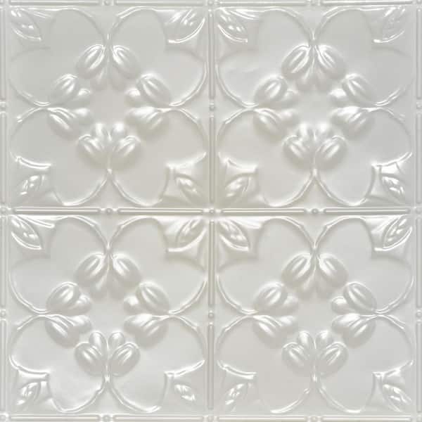 FROM PLAIN TO BEAUTIFUL IN HOURS Lilac Eggshell White 2 ft. x 2 ft. Decorative Lay-in Tin Ceiling Tile (48 sq. ft./Case)