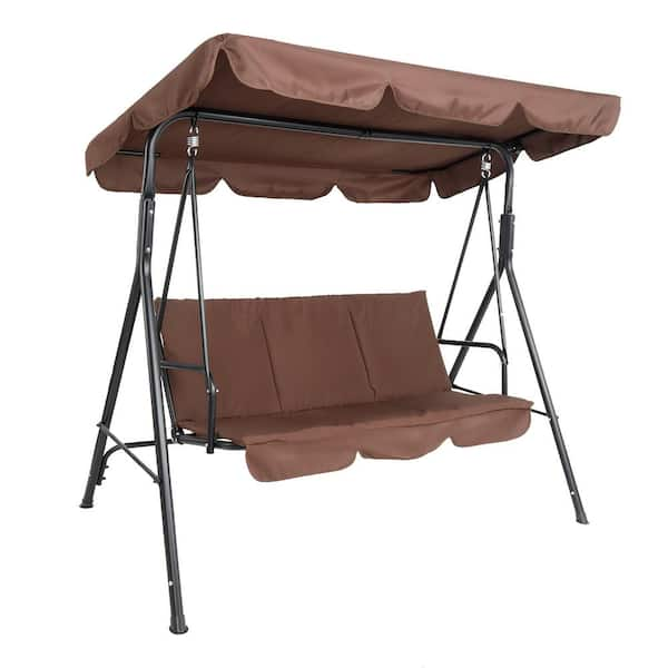 Karl home 3-Person Steel Patio Canopy Swing with Cushions