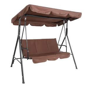3-Person Steel Patio Canopy Swing with Cushions