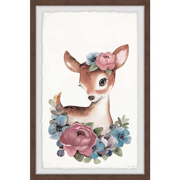 Framed Canvas Art (Gold Floating Frame) - Deer in Leather by Animal Crew ( Animals > Wildlife > Deer art) - 26x18 in