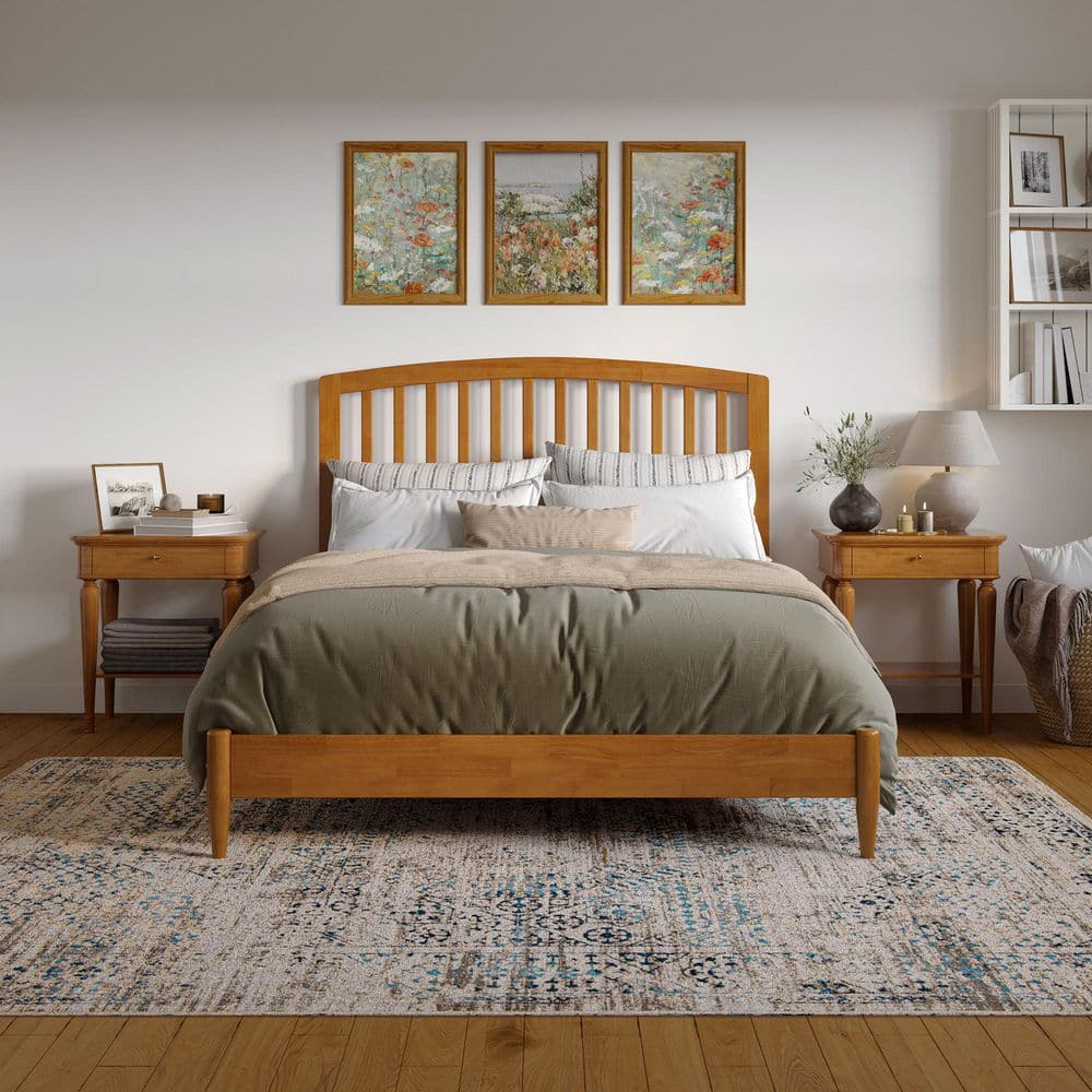 Quincy Light Toffee Queen Wood Platform Bed with Slats