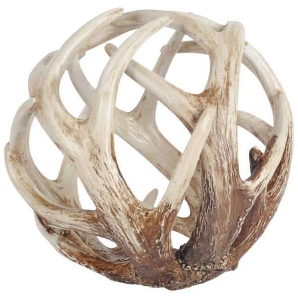 HomeRoots 7 in. White Resin Antler Shaped Sculpture