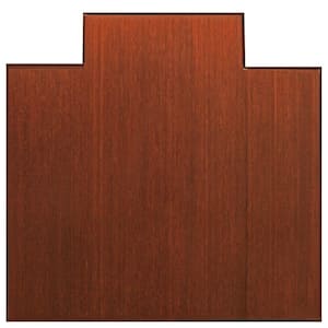 Plush Dark Brown Mahogany 47 in. x 51 in. Bamboo Tri-Fold Office Chair Mat with Lip