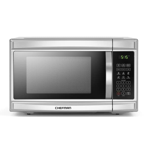 Chefman 1.3 cu. ft. Microwave in Black Stainless Steel with Presets, Power Levels, Mute, 30 Seconds, Child lock, 1000 Watts
