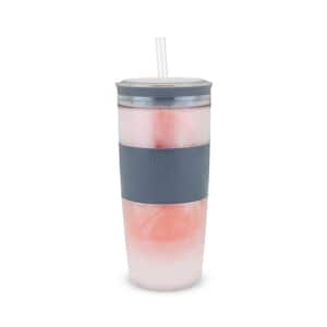 Double Wall Insulated Freezable Drink Chilling Tumbler with Freezing Gel Glasses for Red and White Wine, Grey