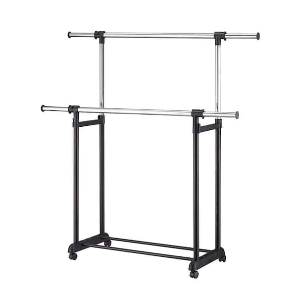 ORE INTERNATIONAL Chrome-Plated Steel Double Clothes Rack (18 in. W x 67 in. H)