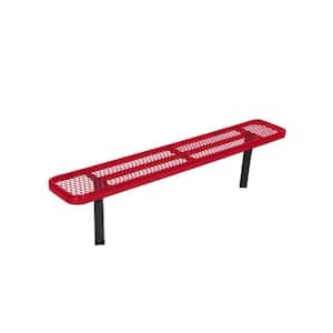 In-Ground 8 ft. Red Diamond Commercial Park Bench without Back