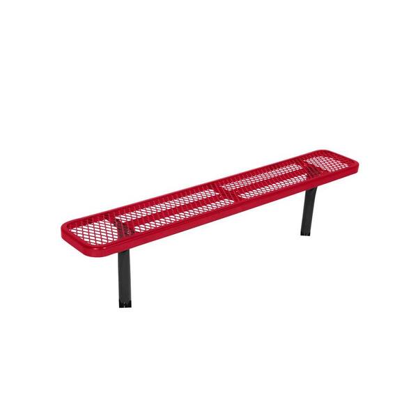 Unbranded In-Ground 8 ft. Red Diamond Commercial Park Bench without Back