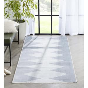 Apollo Bree Ivory Grey 3 ft. x 7 ft. 3 in. Runner Moroccan Moroccan Diamond Flat-Weave Area Rug
