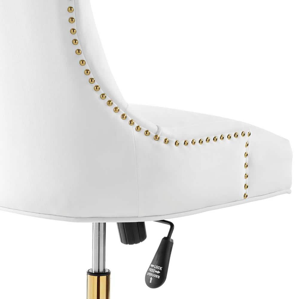 Elegant Gold and White Tufted Swivel Task Chair with Velvet Upholstery