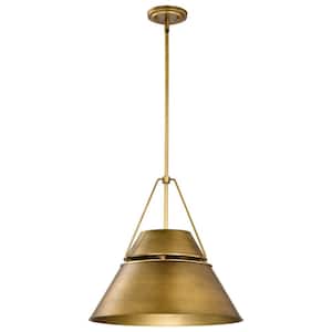 Adina 3-Light Natural Brass Drum Pendant Light and No Bulbs Included