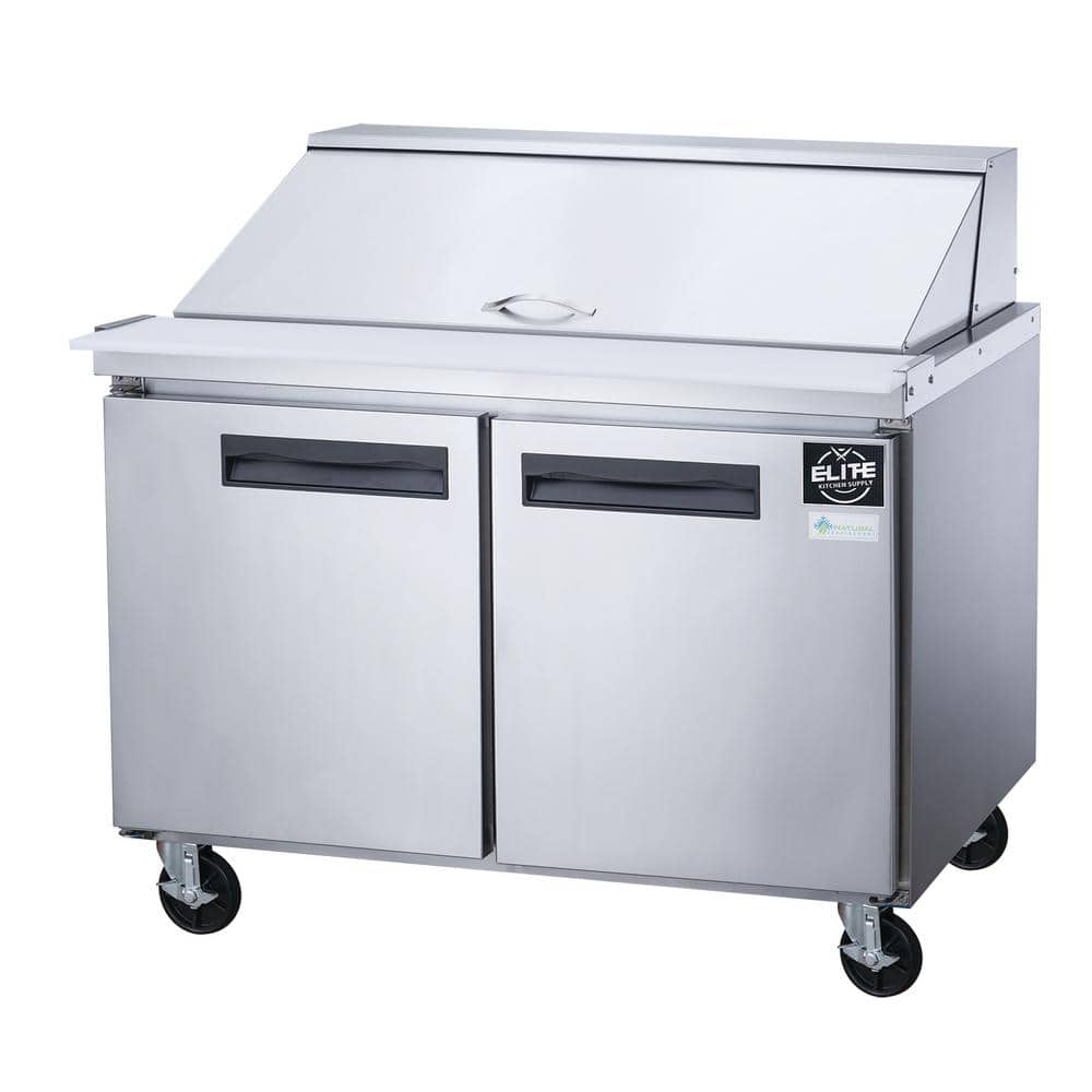 48.125 in. Stainless Steel 2-Door Commercial Food Prep Table Refrigerator