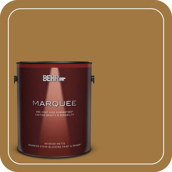 BEHR MARQUEE 1 gal. #310F-6 Goldenrod Tea Matte Interior Paint & Primer
