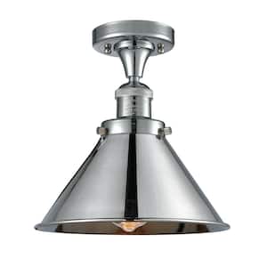 Briarcliff 10 in. 1-Light Polished Chrome Semi-Flush Mount with Polished Chrome Metal Shade