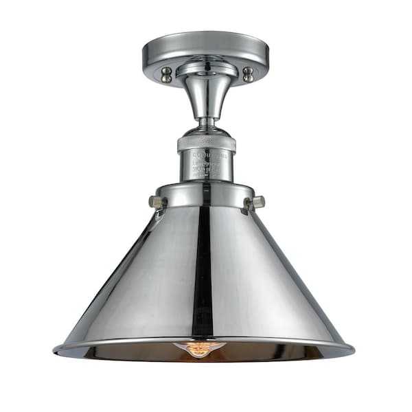 Innovations Briarcliff 10 in. 1-Light Polished Chrome Semi-Flush Mount with Polished Chrome Metal Shade