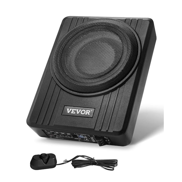 VEVOR 10in. 300W Underseat Car Subwoofer, Slim Powered Car Subwoofers Under the Seat, Low Profile Audio Sub Built-in Amplifier