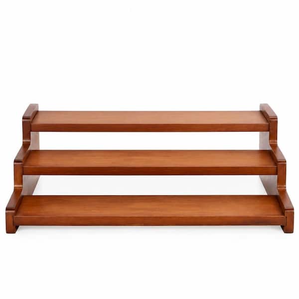 3 Tier Bamboo Spice Rack Organizer Shelf 12 Inch Natural Finish Countertop Cabinet Spice Jar Rack Set